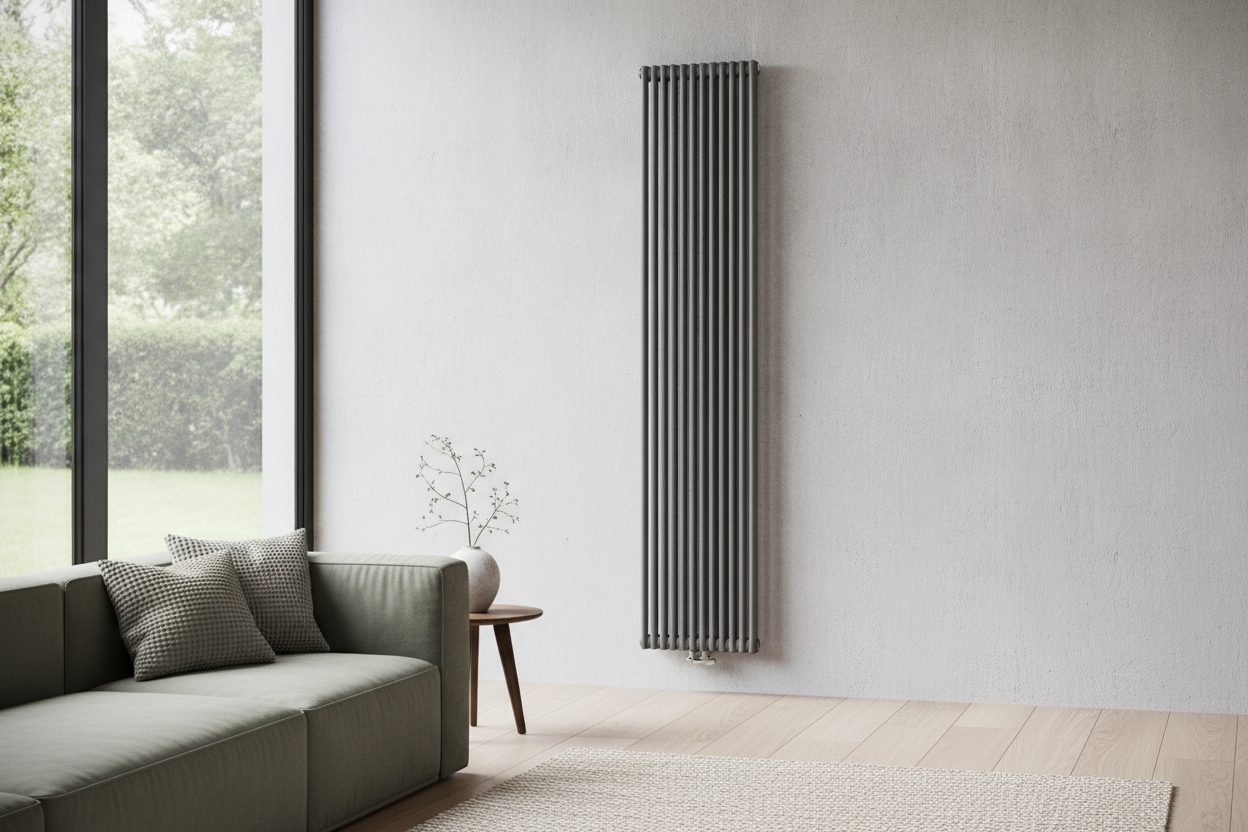 Spar plads og skab stil med en vertikal radiator